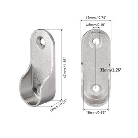 TA-VIGOR Oval Closet Rod End Supports Dia 16mm, Zinc Alloy 4Pcs Wardrobe Hanging Rail Rod Fittings Wardrobe Flange Bracket Holder