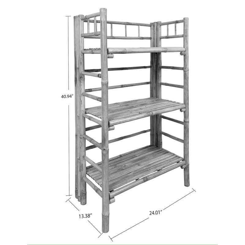 Bamboo Multi-Purpose Freestanding Folding Collapsible 3-Tier Bookcase Shelf