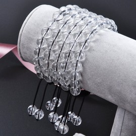 MASSIVE BEADS AA Grade Natural Semi Precious Gemstone Bracelet Birthstone Healing Crystal Round Beads Bracelet Adjustable Beaded Bracelet Unisex (Clear Crystal, 6mm)