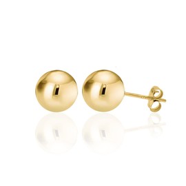 High Polished Gold Plated Sterling Silver Ball Stud Earrings 10mm by KEZEF