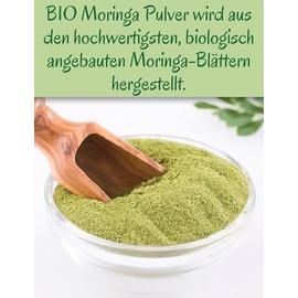OmVeda BIO Moringa Pulver | Blattpulver Moringapulver | fein gemahlene Moringa Oleifera | Organic Bio-zertifiziert DE-?KO-039 | Moringa Powder | Fr Smoothies und Tee | OmVeda (1000g)
