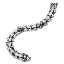 COOLSTEELANDBEYOND Biker Punk Rock Vintage Stainless Steel Link of Dragon Scale Bangle Bracelet for Men, Polished(CA)