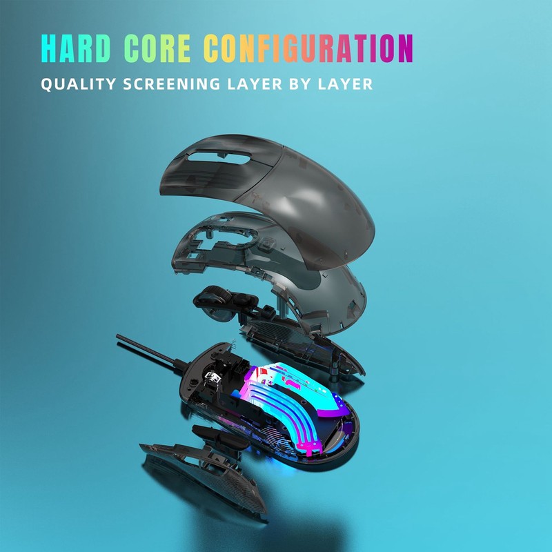 Wired Mouse Transparent Shell RGB Backlit Adjustable DPI Programmable Keys