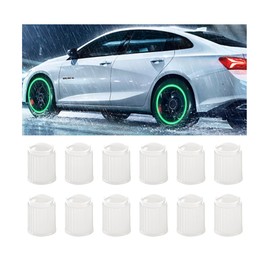Adunsiaoto Pack of 12 Luminous Car Tyre Valve, Fluorescent Tyre Valve Stem Caps, Fluorescent Car Valve Caps, Universal Accessories for Cars, Trucks, SUVs
