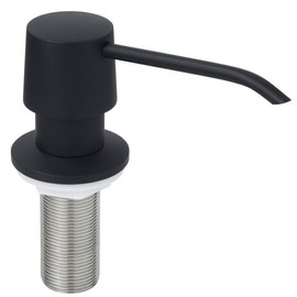 Long Nozzle Brass Built in Soap Dispenser for Kitchen Sink with 17 OZ PET Bottle Refill from Top, Countertop Brass Pump Head, Fits 1″ to 1.8″ inch Hole, in Sink Soap Dispenser (Matte Black)