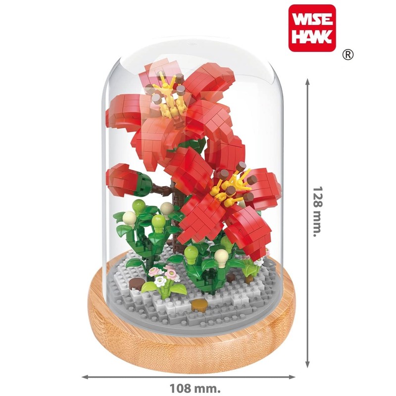 Wise Hawk Miniature Flower Building Blocks with Wooden Stand and