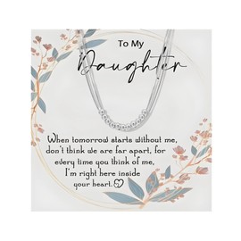 Embtrem To My Daughter - Collar de plata con abalorio para mujer, regalo de cumpleaños para mujeres, de mamá y papá, Cobre, Sin piedra preciosa