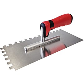 Maurerfreund, Tiling Set 2-Piece with Smoothing Trowel Rust-Proof Teeth 12 x 12 mm and Stainless Steel Trowel Rust-Proof Made in Germany