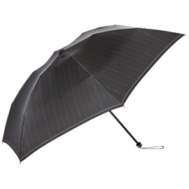 Moonbat Men's Folding Umbrella, Mila Schon Twill Print, Striped, Men's Umbrella, Rib Length: Approx. 21.7 inches (55 cm), Black