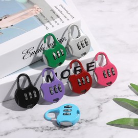 THETAG Pack of 8 Mini Padlock Numbers, 3-Digit Resettable Combination Lock, Colourful Suitcase Lock, Lock with Combination Code for Suitcases, Luggage, School, Cupboards, Gym, 8 Colours
