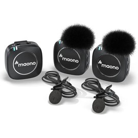 MAONO Wireless Microphone, Wireless Microphone, 2.4 GHz, Wireless Pin Microphone System, Pin Mic, SLR Microphone, External Microphone for Smartphone Camcorders, Built-in Microphone, Up to 166.2 ft (50