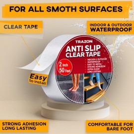 Grip Tape - Heavy Duty Anti Slip Tape Clear Outdoor/Indoor 2In*50Ft, Non Slip Roll/Stickers Easy to Cut Waterproof for Bathtub, Shower Floor, Pool, Stairs Safety Non Skid, Comfortable for Bare Foot