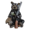 Western Rustic Hunter Black Bear Holding Shotgun And Mallard Duck