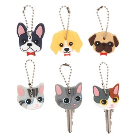 WOFASHPURET 6pcs Cartoon Key Covers - Soft Pvc Key Caps for Key Protection, Assorted Colors, Cute Animal Design for Kids and Adults, Multifunctional Key Identifier, Tag, Bookmark, and Pendant
