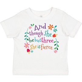 inktastic 3rd Birthday She is Fierce Girls 3 Year Old Toddler T-Shirt 3T 0020 White 33593