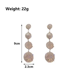 14K Gold Round Rhinestone Drop Dangle Earrings for Women,Shiny Long Zircon Dangling Earrings,Silver Crystal Tassel Chandelier Earrings Gift (Gold)