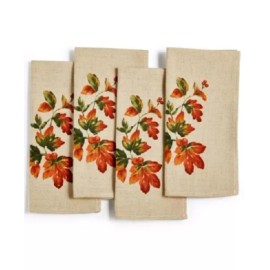 Bardwil Linens Harvest Thanksgiving / Fall Napkins Set  of 4 NEW