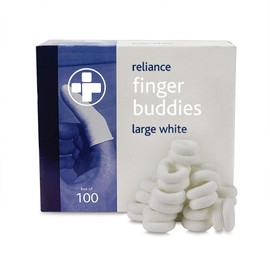 Reliance Medical Finger Buddies REL692 Bandage Box, Large, White (Pack of 100)