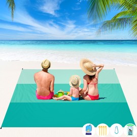 BYDOLL Beach Blanket Waterproof Sandproof 78''×81'' 1-5 Adults Oversized Lightweight Large Picnic Mat Waterproof Sandproof Blanket for Beach Camping Hiking Travel