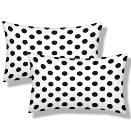 NOIRDAREL Dot Black White Lumbar Pillow Covers 12x20 Inch Set of 2 Polka Dot Throw Pillow Cover Abstract Circle Pillowcase Cushion Cases for Home Couch Bed Sofa
