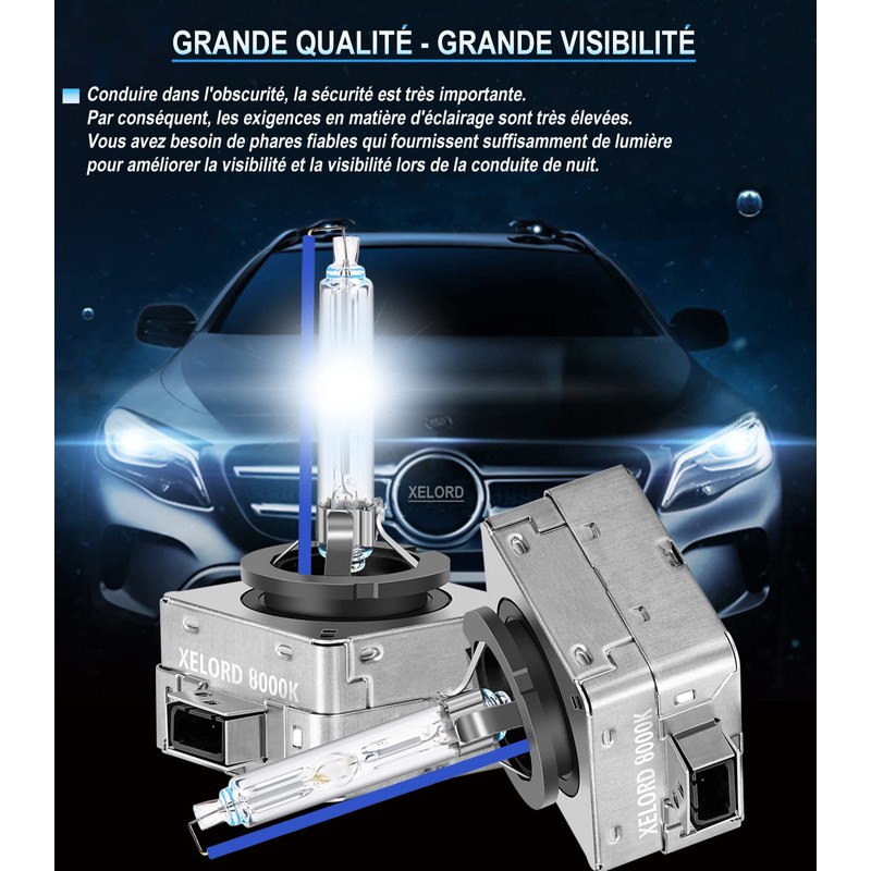 XELORD HID D1S D2S D3S Xenon Headlight Bulb,Car Low Beam