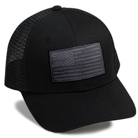 American Flag Hat, Baseball Cap for Men Women, Adjustable Snapback Hats USA Flag Trucker Hat Black