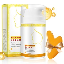 Hals und Dekollete Creme, Neck Firming Cream, Anti Falten Creme für Den Hals, Halscreme Gegen Falten Enthält Retinol, Spendet Sanft Feuchtigkeit, Beigefügt Gua Sha Stein, Straffung und Lifting-50G