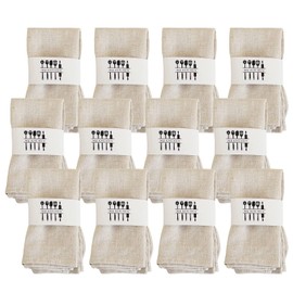 Linen Napkins, High-Quality Cotton 100% Natural Fabric Napkins, Kitchen Fabric Napkins, Table Decoration for Christmas, Elegant Wedding, Birthday, 40 x 40 cm (Light Brown, Pack of 12)