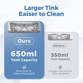 Ultrasonic Jewelry Ring Cleaner, 50W 22oz (650ml) 53KHz Portable Professional Ultrasonic Ring Cleaner for Eyeglass, Watches, Ring, Blade Razor