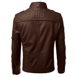 DECIMAL Men's BLACK OR BROWN Genuine Lambskin Leather Biker Jacket VINTAGE REAL MOTORCYCLE JACKETS FOR MEN (XS, BROWN)