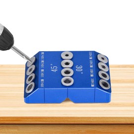 Frunimall Angle Drill Hole Guide, 30/45/90° Angled Drill Hole Device for Angled and Straight Hole Drilling Template for Wooden Posts (Blue)