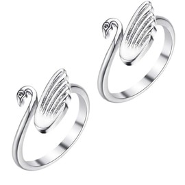EXCEART Adjustable Swan Shape Knitting Ring Set 2Pcs Crochet Rings for Yarn Guide Finger Loop Holder for Knitting Sewing and Quilting Crafts