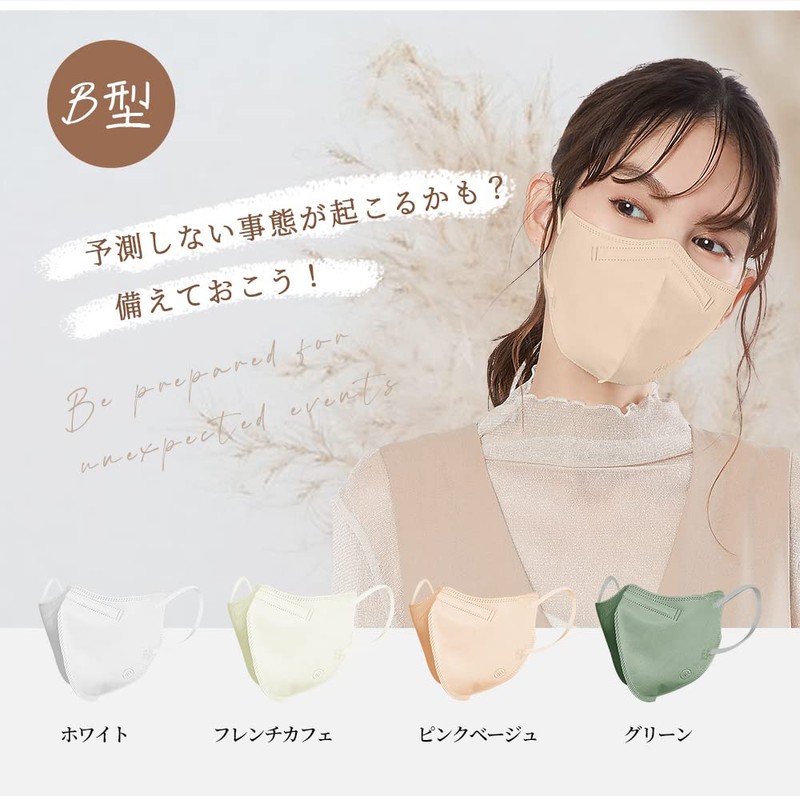 [MIR] 3Dマスク【５２枚入り】 使い捨てマスク 立体マスク 不織布 ３層 耳が痛くならない くちばし カラー ゆとり向け