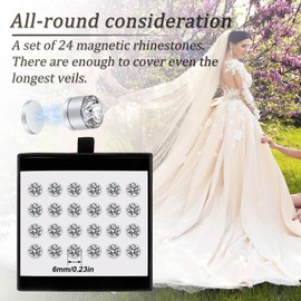 24pcs Veil Weights Wedding Magnetic Diamonds, Bridal Veil Weights Rhinestone Veil Weights Hijab Magnets for Women Girls Clothes Scarves Wedding Dress Accessories
