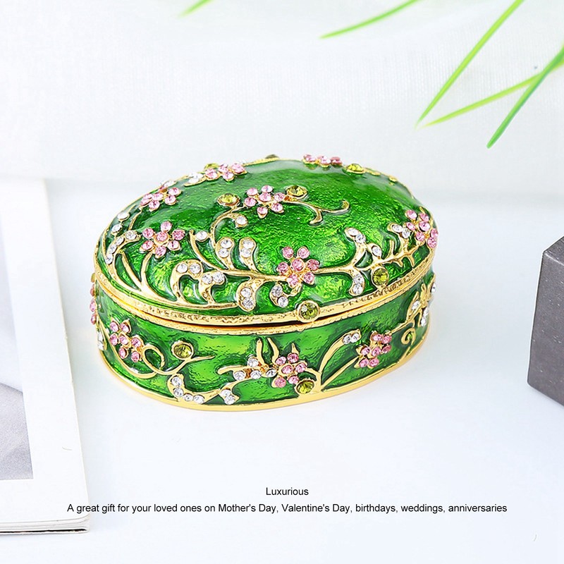 Hand Painted Flower Trinket Box Classic Realistic Detail Hinged Jewelry
