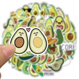 Cute Avocado Stickers for Laptop (50 Pieces), Gift for Children, Teens, Adults, Boys, Kawaii Cartoon Stickers for Water Bottles, Vinyl Stickers for Bicycle, Scrapbooking, Skateboard, Car, Motorcycle