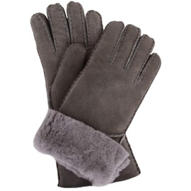 SNUGRUGS Women's Vicky, Sheepskin Glove With Fold Back Cuff Scarf, Grey (Grey Grey), X-Large 8 UK