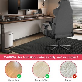 Vicwe Gaming Chair Mat for Hardwood Floor, 60"×46" Large Office Chair Mat, PVC Computer Chair Mats, Easy Glide, Floor Protector for Rolling Chair-Black