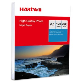 Hartwii 120 Sheets 260Gsm A4 High Glossy White Photo Paper Inkjet Paper for Printing Picture