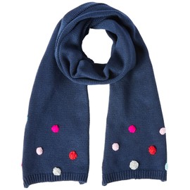 Joules Girls' Bella Pom Pom Knitted Scarf (French Navy)