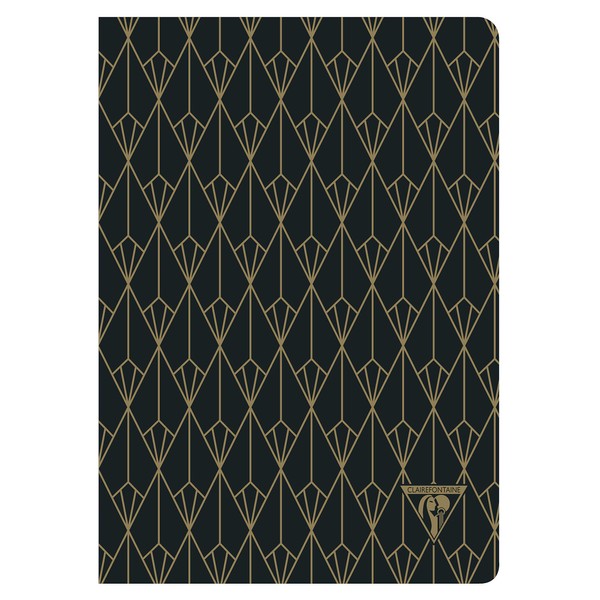 Clairefontaine 'Neo Deco' Sewn Notebook, A5, Lined, 48 Sheets - Ebony Black