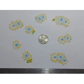 8 Yellow Daisies Pre-Cut Iron on Fabric Appliques
