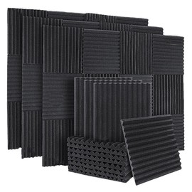12/24/36/48 Pack Acoustic Foam Panels for Wall Black&White, 1" X 12" X 12" Soundproofing Soundproof Noise Reducing Wall Acoustic Foam, High Density Flame Retardant Universal for Home Work Recording Studios Gaming Meeting Room:_Black_36 Pack