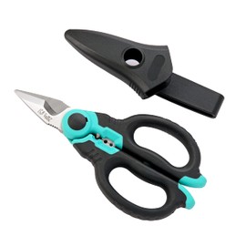 C.JET TOOL 6" Stainless Electrician Scissors Heavy Duty Professional for Aluminium Copper Soft Cable (Turquoise)