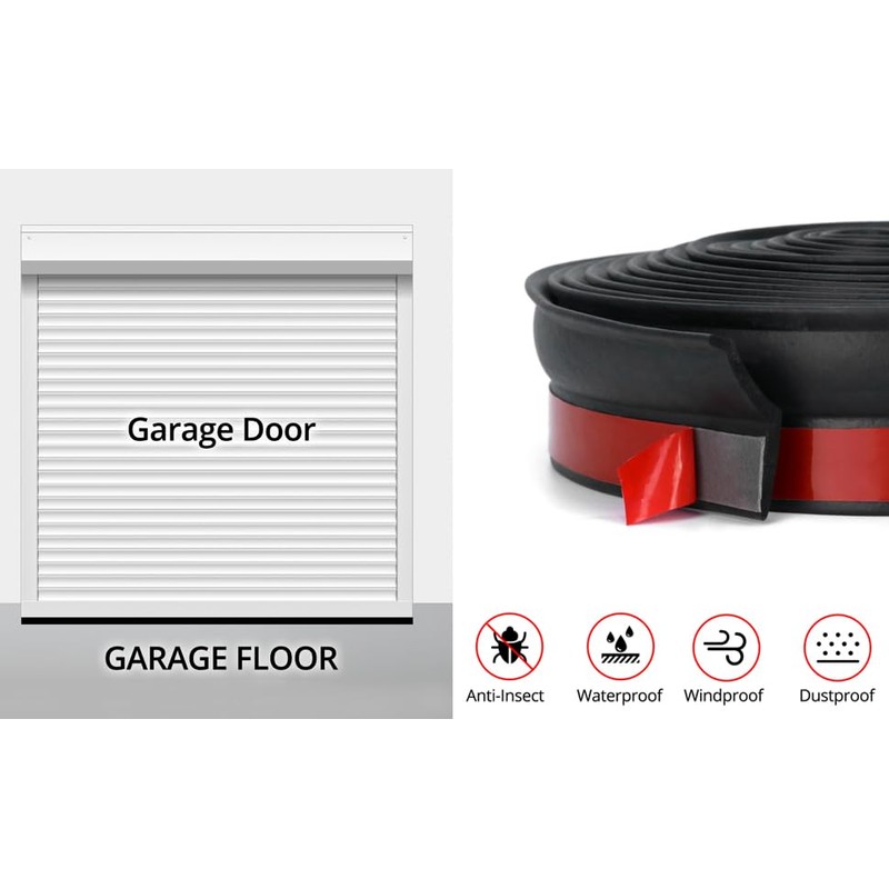 QWORK 20 Ft Rubber Universal Garage Door Bottom Seal -