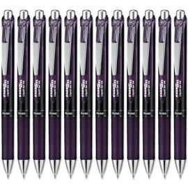 Pentel EnerGel XM Special Edition - BL77 A2-0.7mm Tip Nib - Retractable Liquid Gel Ink Rollerball Pen - 54% Recycled (Pack of 12, Bordeaux Black)