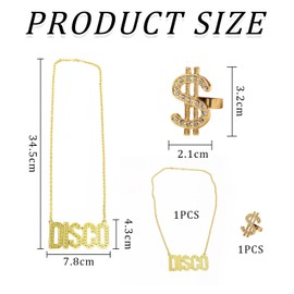 OAOSDH 1 Necklace and 1 Ring, Hip Hop Jewellery, Stylish Personality Jewellery, Clothing Accessories, Vintage Metal Jewellery