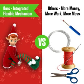 The Original Elf 12" Plush Christmas Elf Doll – Poseable Shelf Sitter with Flexible Dangling Legs – Perfect for Christmas Decorations, Toy Elf for Kids, Mini Elves, and Tree Topper (Boy)