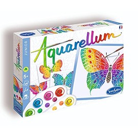 Sentosphère Aquarellum Junior 3900661 - Set per dipingere con acquerelli con 4 Disegni da colorare, Tema: Farfalle