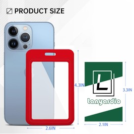 1 Pcs ID Badge Holder with Double-Sided Windows Vertical Hard Plastic Case Red Card Protector Pouch for Office School ID Credit Cards Proximity Key Cards Driver’s Licenses and Passes